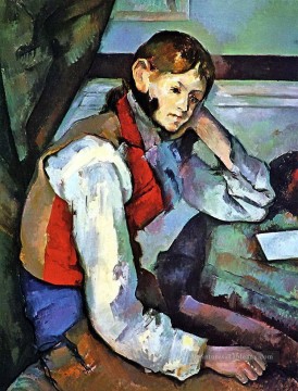  rouge Tableaux - Garçon dans un gilet rouge 2 Paul Cézanne